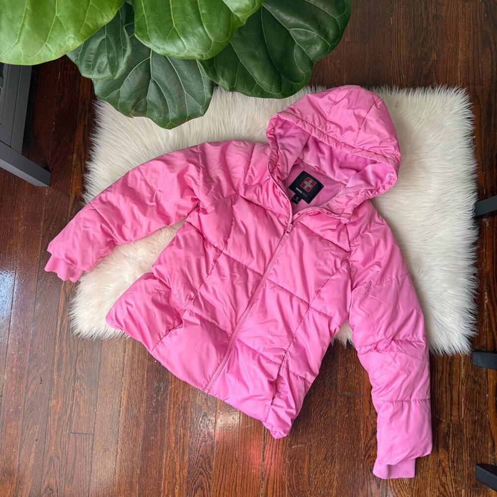 Girls Pink Puffer Jacket Fleece Lined